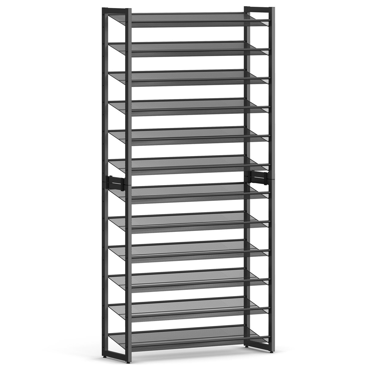 Abbi 48-60 Pair Stackable Shoe Rack, with Adjustable Flat or Angled Shelves